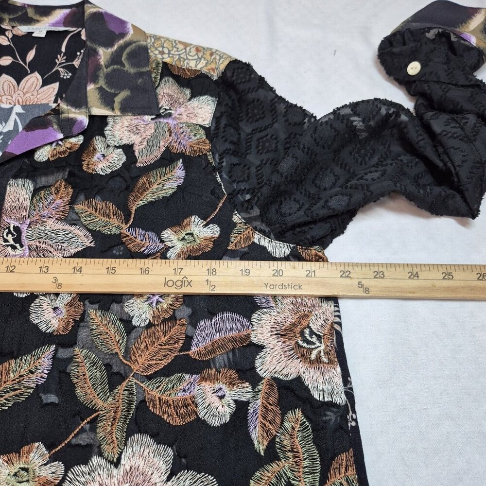 John Mark Women's Blouse Size M Embroidered Floral Black Tunic Top  Shirt (29) - Picture 11 of 16